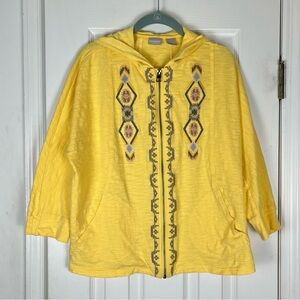 Chico’s Zenergy Geo Embroidered Zip Up Hooded Sweatshirt